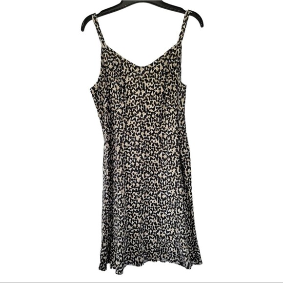Old Navy Cami Ruffle Animal Print Linen Blend Mini Dress Size Medium - Picture 1 of 7